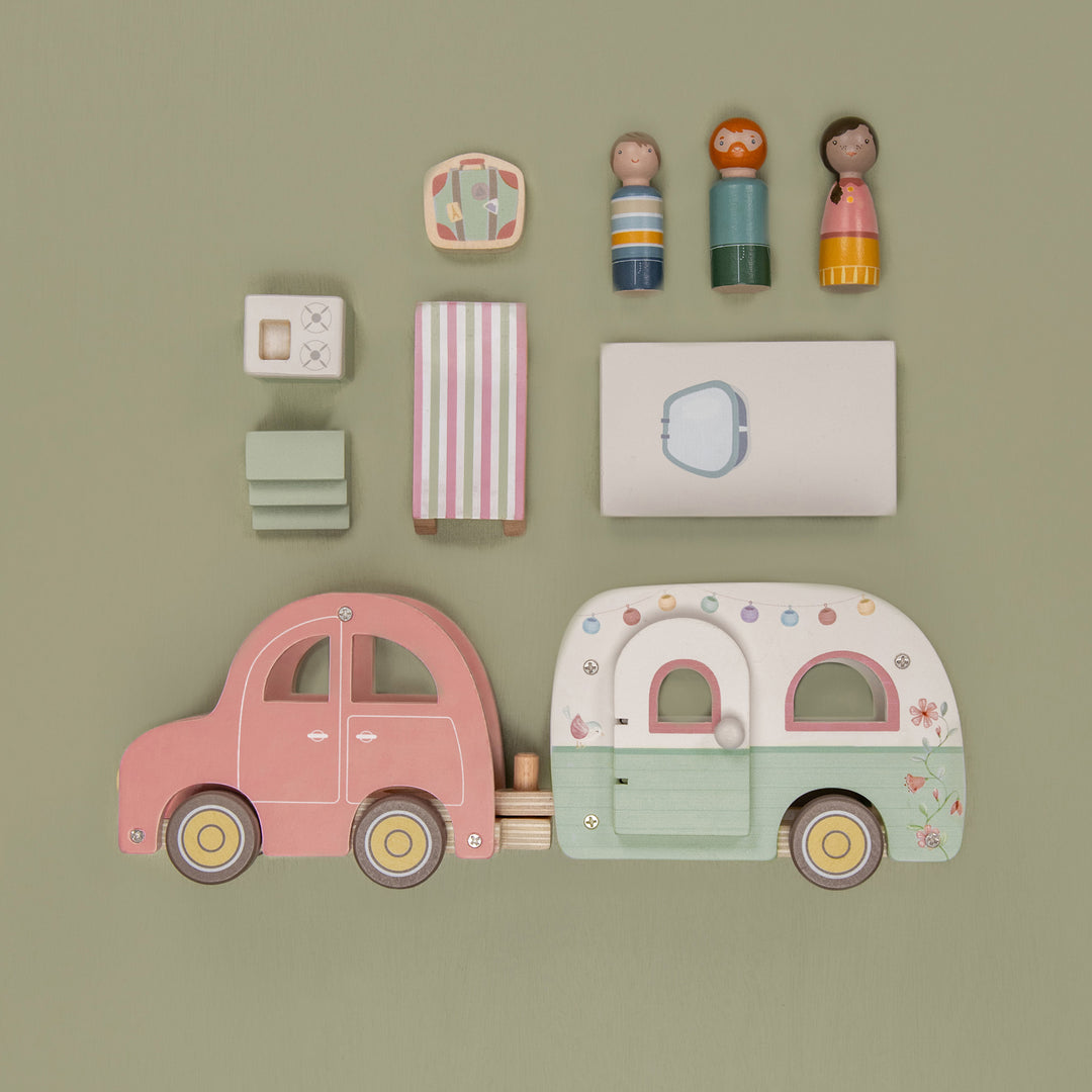 Little Dutch Wooden Toy Car With Caravan