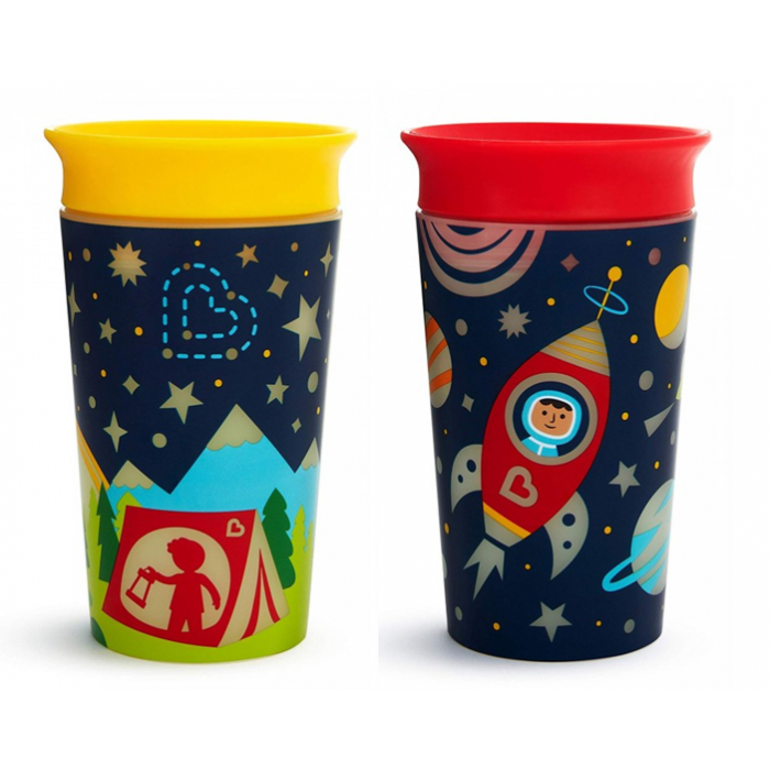 Munchkin Miracle 360 Degree Glow in The Dark Sippy Cup, 9 oz, Astronaut, Red