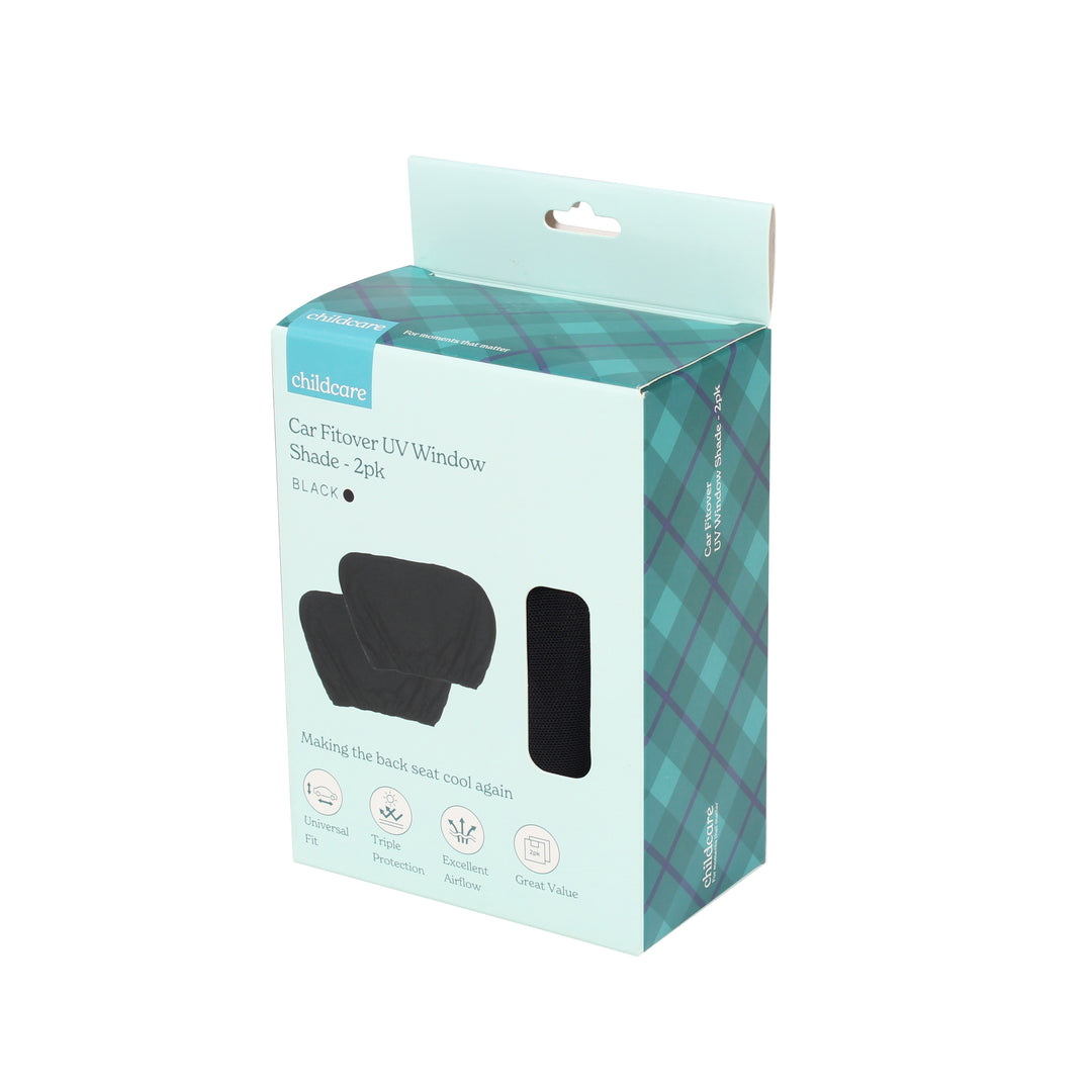 Childcare Car Fitover UV Window Shade - 2pk - Black