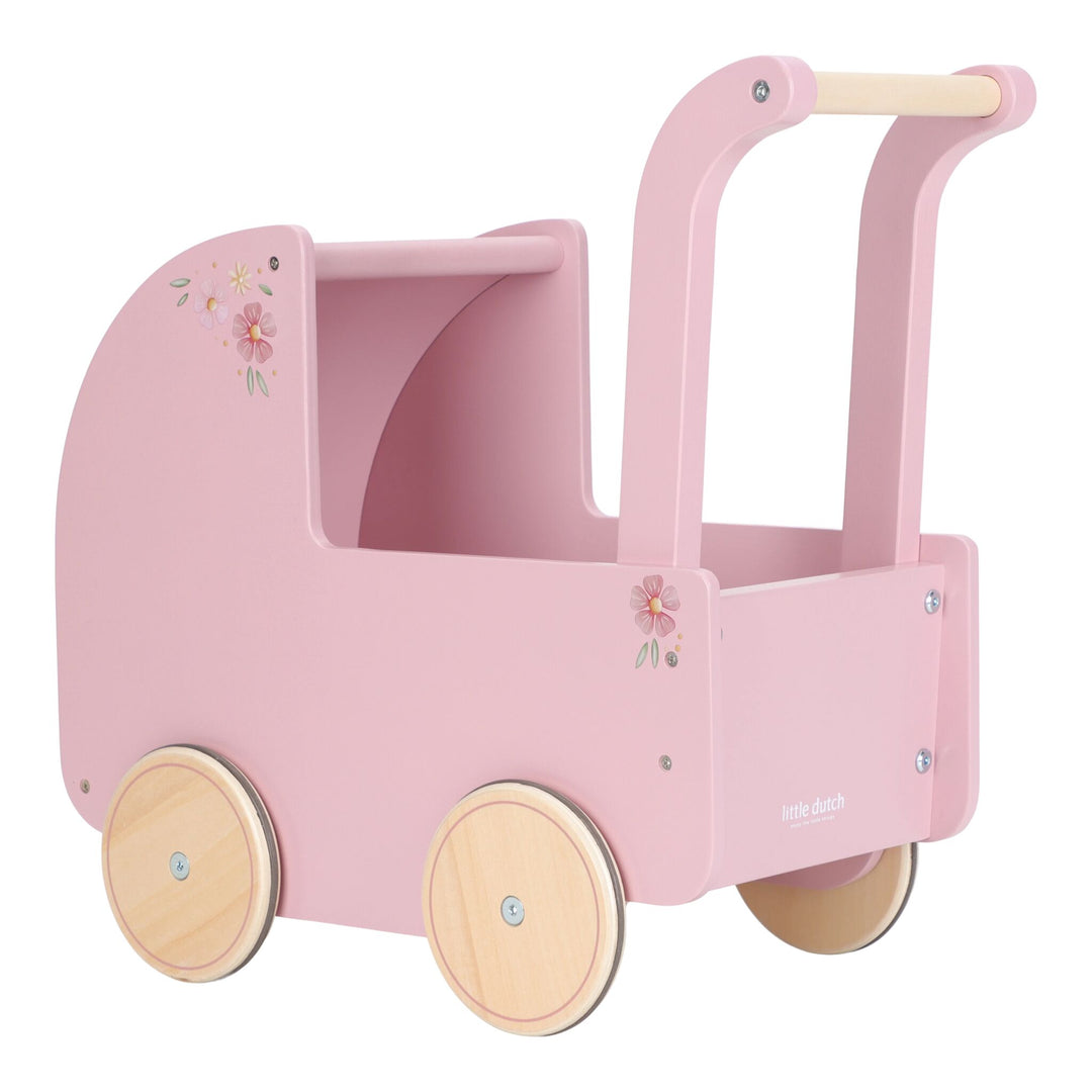 Little Dutch Wooden Doll Pram with Textiles - Pink