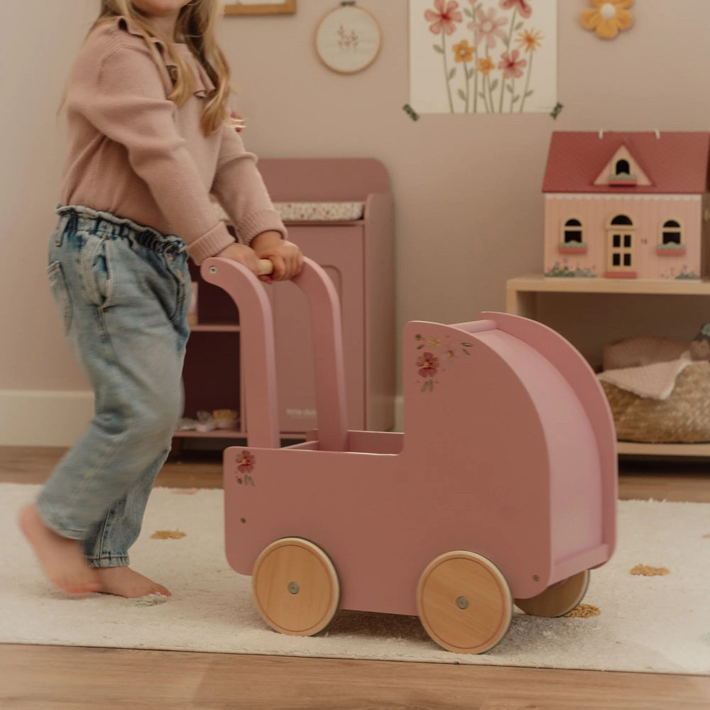 Little Dutch Wooden Doll Pram - Pink