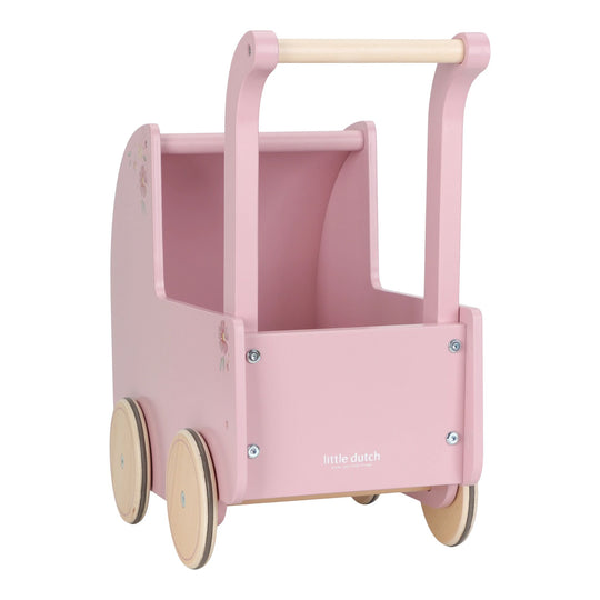 Little Dutch Wooden Doll Pram with Textiles - Pink