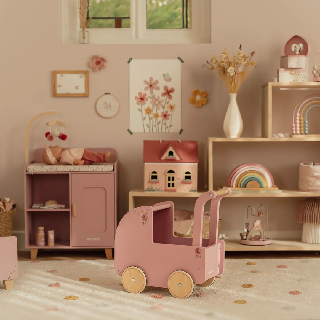 Little Dutch Wooden Doll Pram - Pink