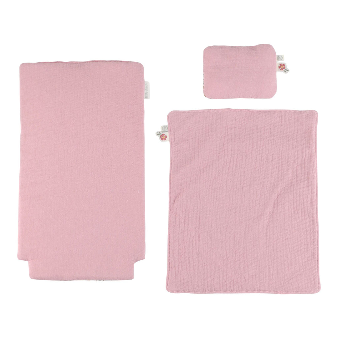 Little Dutch Wooden Doll Pram with Textiles - Pink