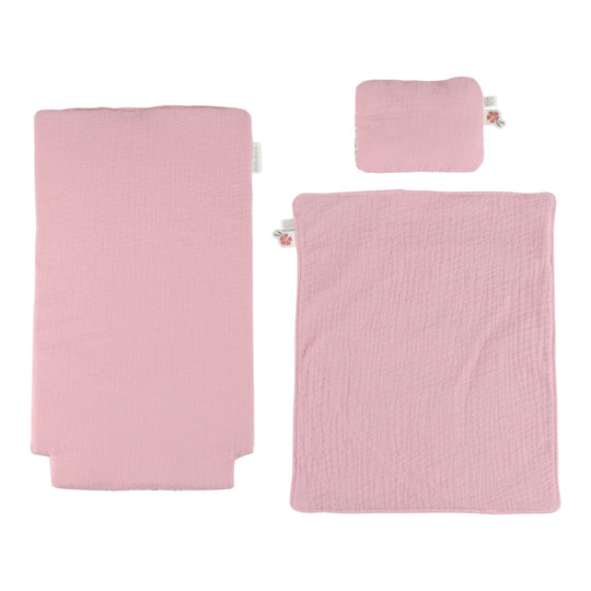 Little Dutch Wooden Doll Pram with Textiles - Pink