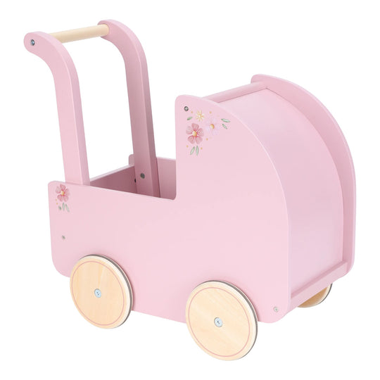 Little Dutch Wooden Doll Pram with Textiles - Pink