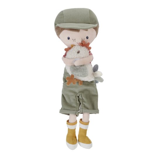 Cuddle Doll Farmer Jim With Chicken 35cm