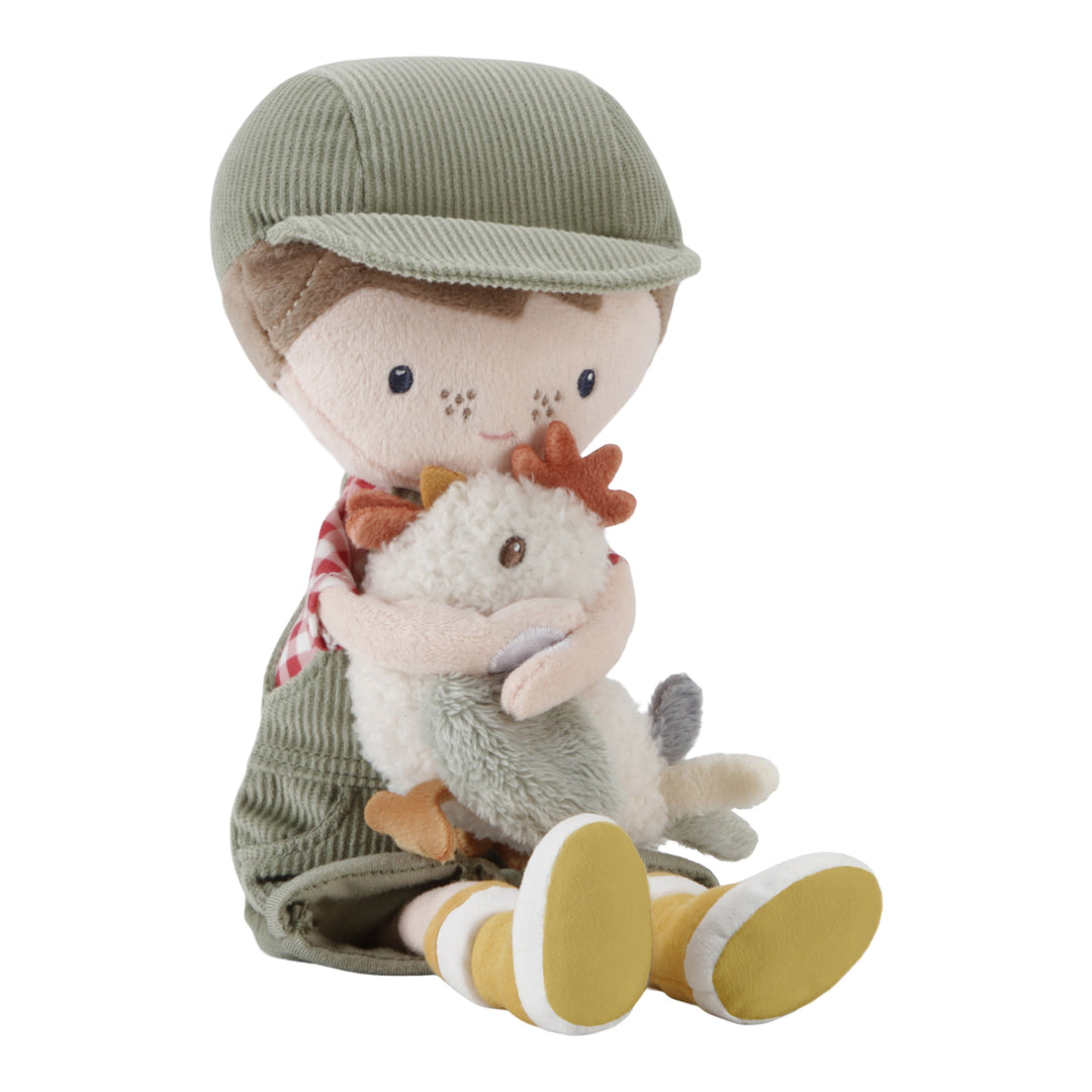 Cuddle Doll Farmer Jim With Chicken 35cm