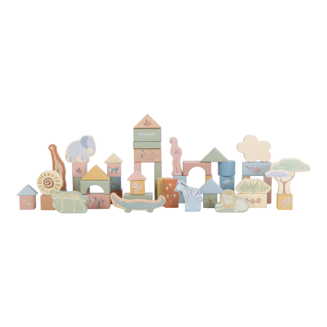 Safari Friends Wooden Building Blocks