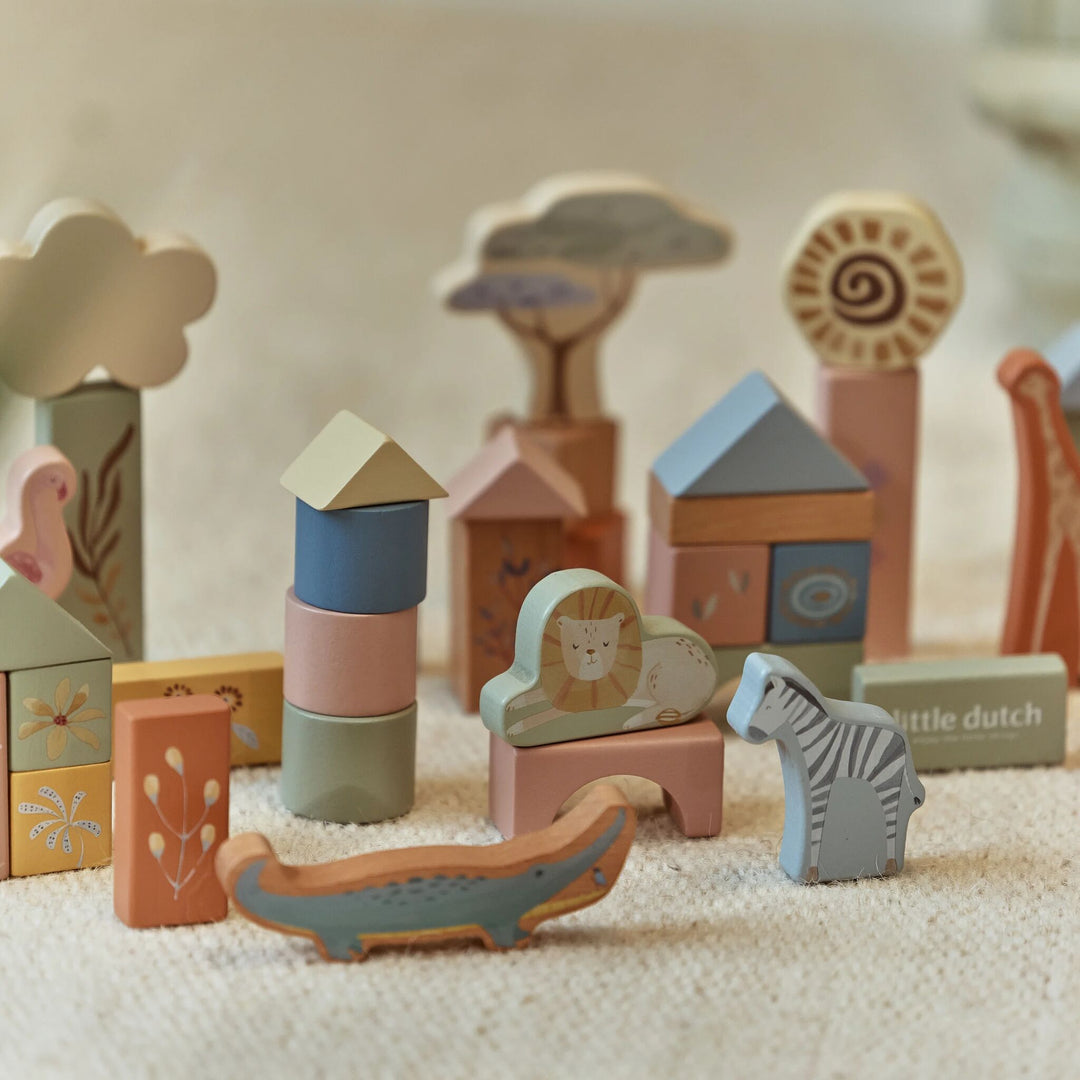 Safari Friends Wooden Building Blocks