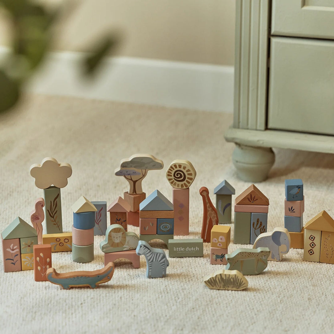 Safari Friends Wooden Building Blocks