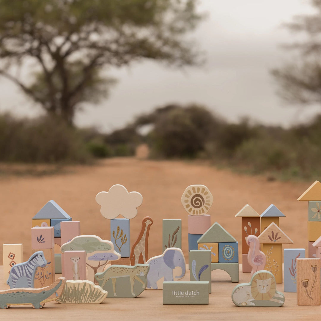 Safari Friends Wooden Building Blocks