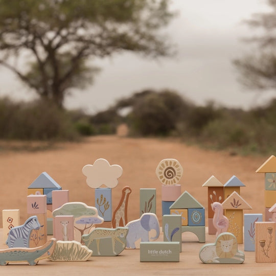Safari Friends Wooden Building Blocks