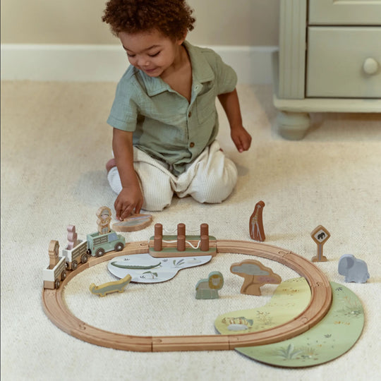 Safari Friends Wooden Train Set