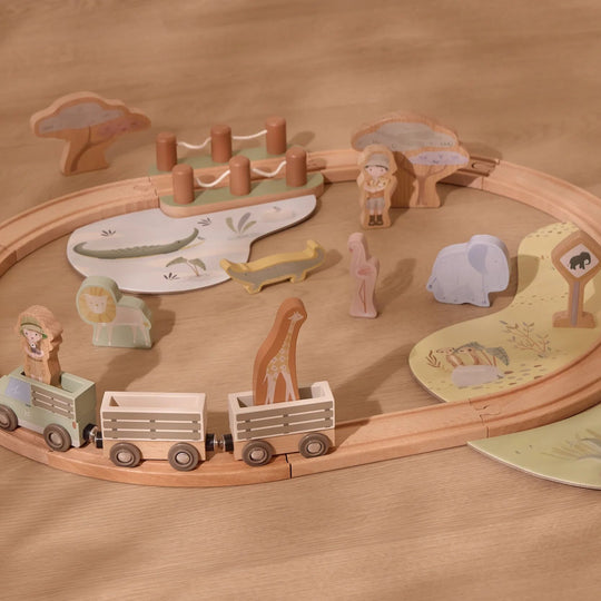 Safari Friends Wooden Train Set