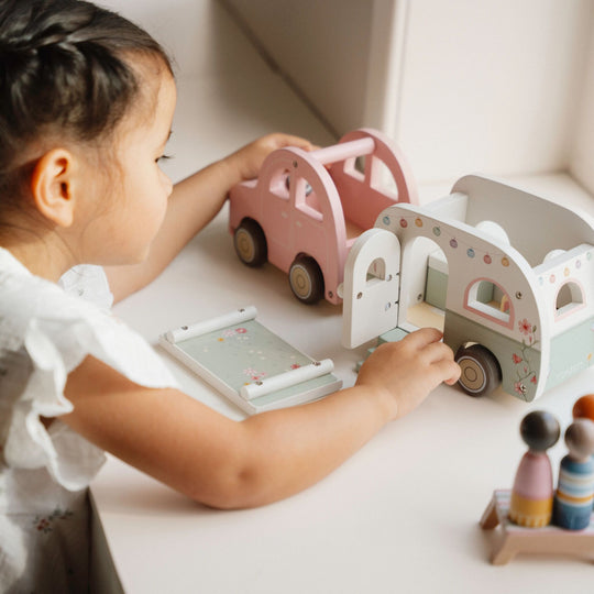 Little Dutch Wooden Toy Car With Caravan