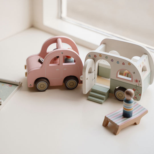 Little Dutch Wooden Toy Car With Caravan